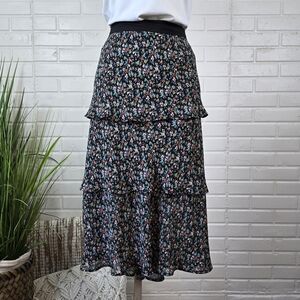 Lane Bryant Tiered Floral Multicolor Midi Skirt Size 14